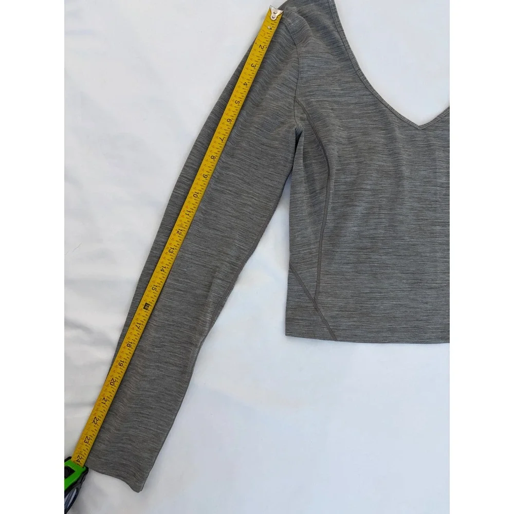 Lululemon Align Long Sleeve Shirt Grey Space Dye Nulu Cropped V-Neck Top